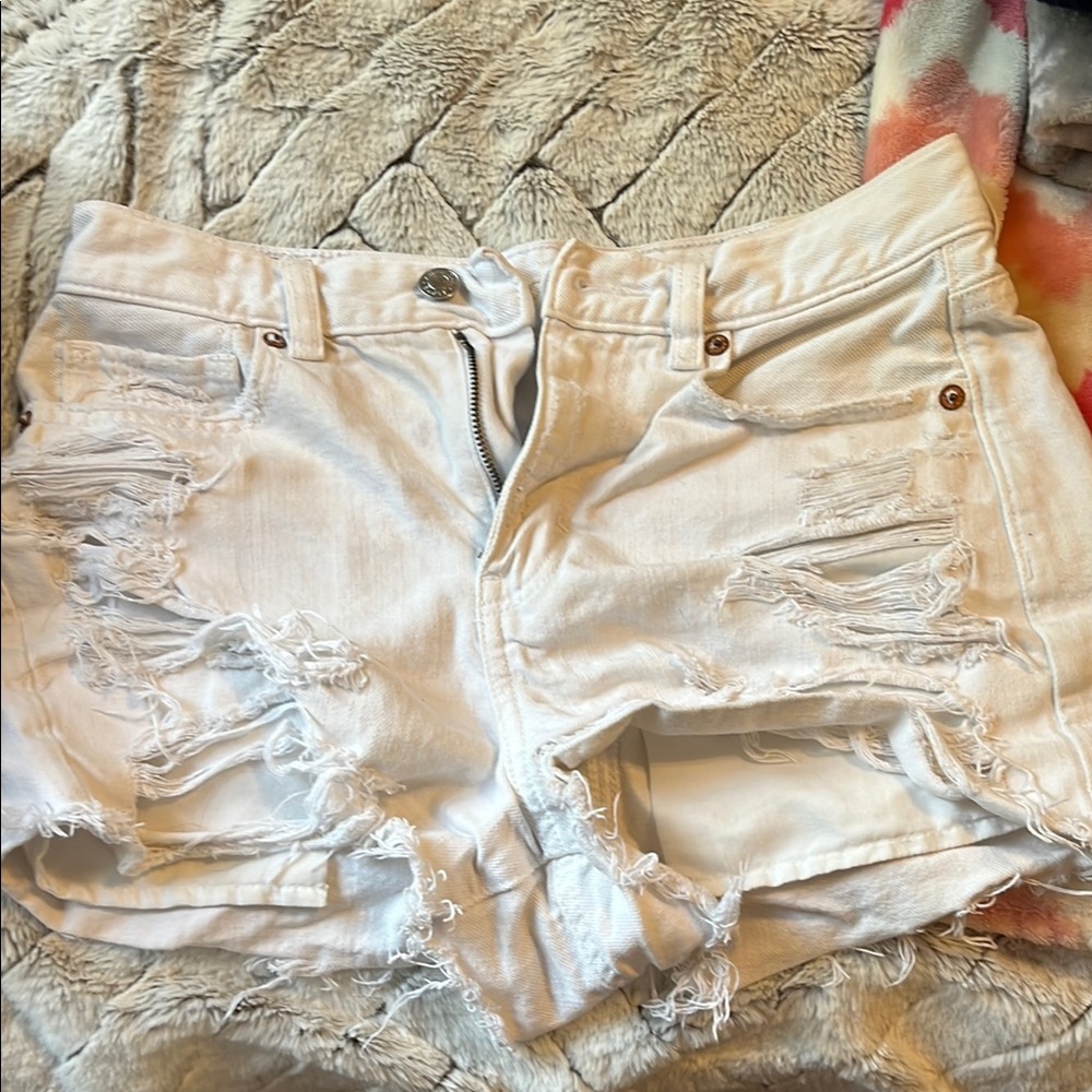American Eagle Outfitters Ripped White Jean Shorts